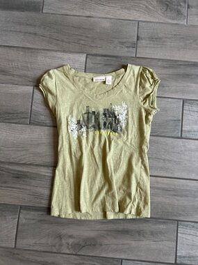 DKNY Olive Green Graphic Short Sleeve Tee